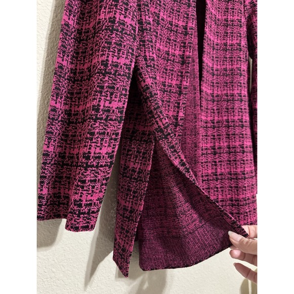 Ming Wang Women's M Black Pink Open Front Cardigan Jacket Knit - Picture 4 of 11